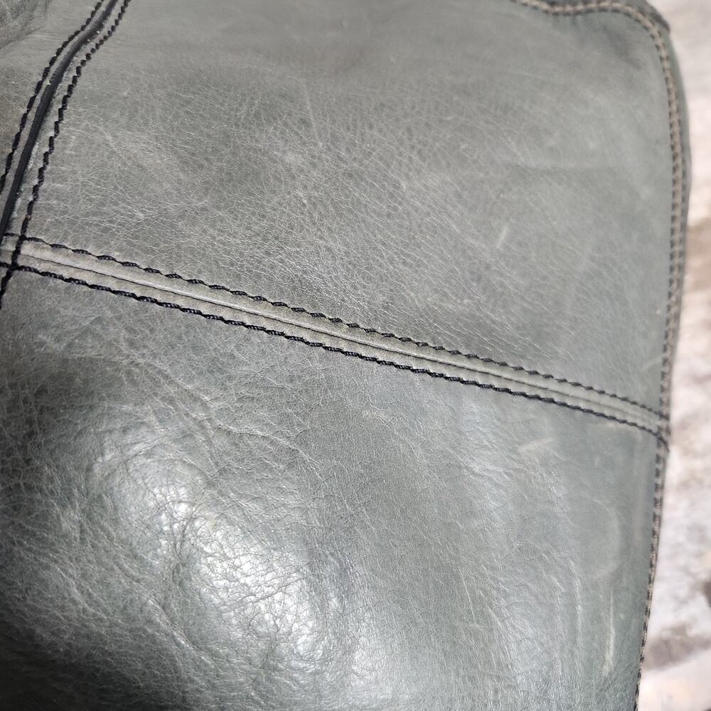 Fossil Y2K Sage Green Leather Shoulder Bag Purse Chunky Strap Boho Grunge - Picture 11 of 14